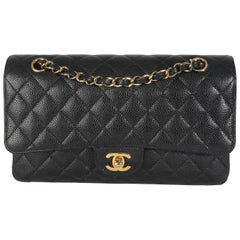 Chanel Black Quilted Caviar Medium Classic Double Flap Bag