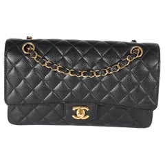 Chanel Black Quilted Caviar Medium Classic Double Flap Bag
