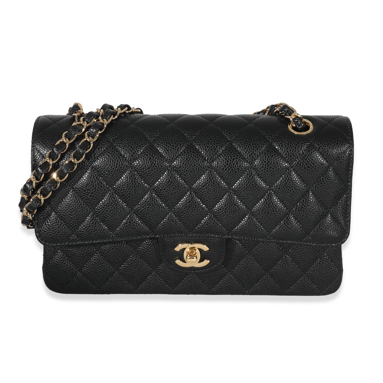 Chanel 22K Quilted Tweed Classic Medium Double Flap Bag For Sale