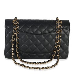 Chanel Black Quilted Caviar Medium Classic Double Flap Handbag