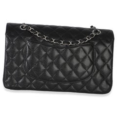 Chanel Black Quilted Caviar Medium Classic Double Flap Handbag