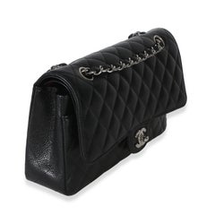 Chanel Black Quilted Caviar Medium Classic Double Flap Handbag