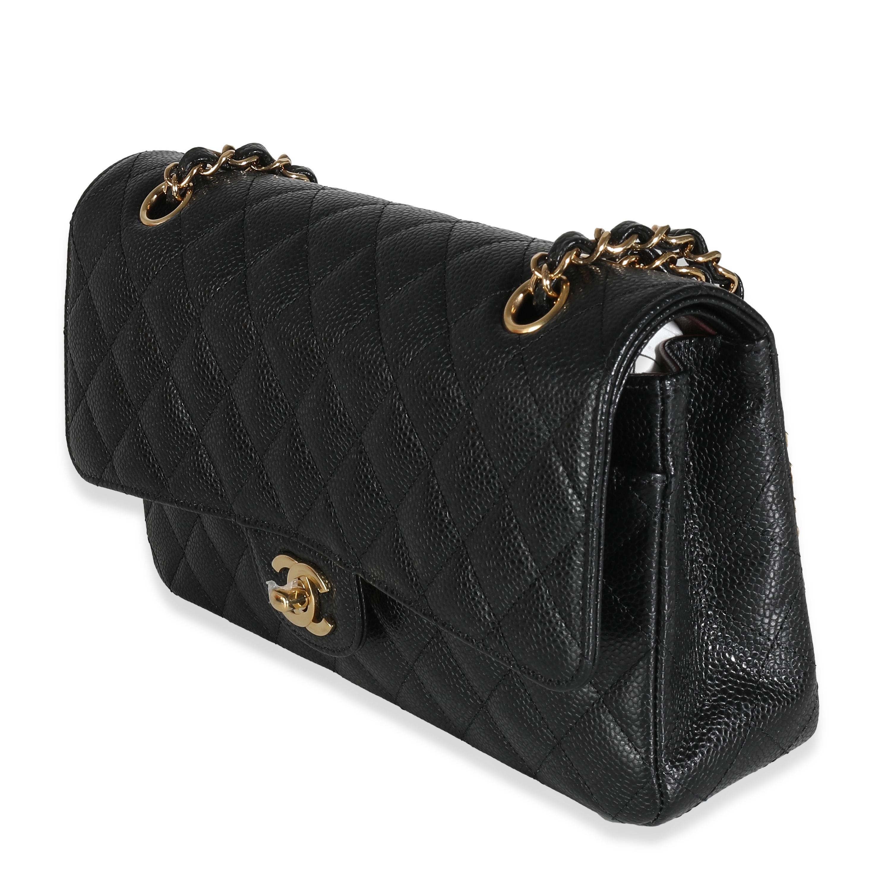 De las mujeres Chanel Negro Caviar Acolchado Bolso Clásico Mediano Doble Solapa
