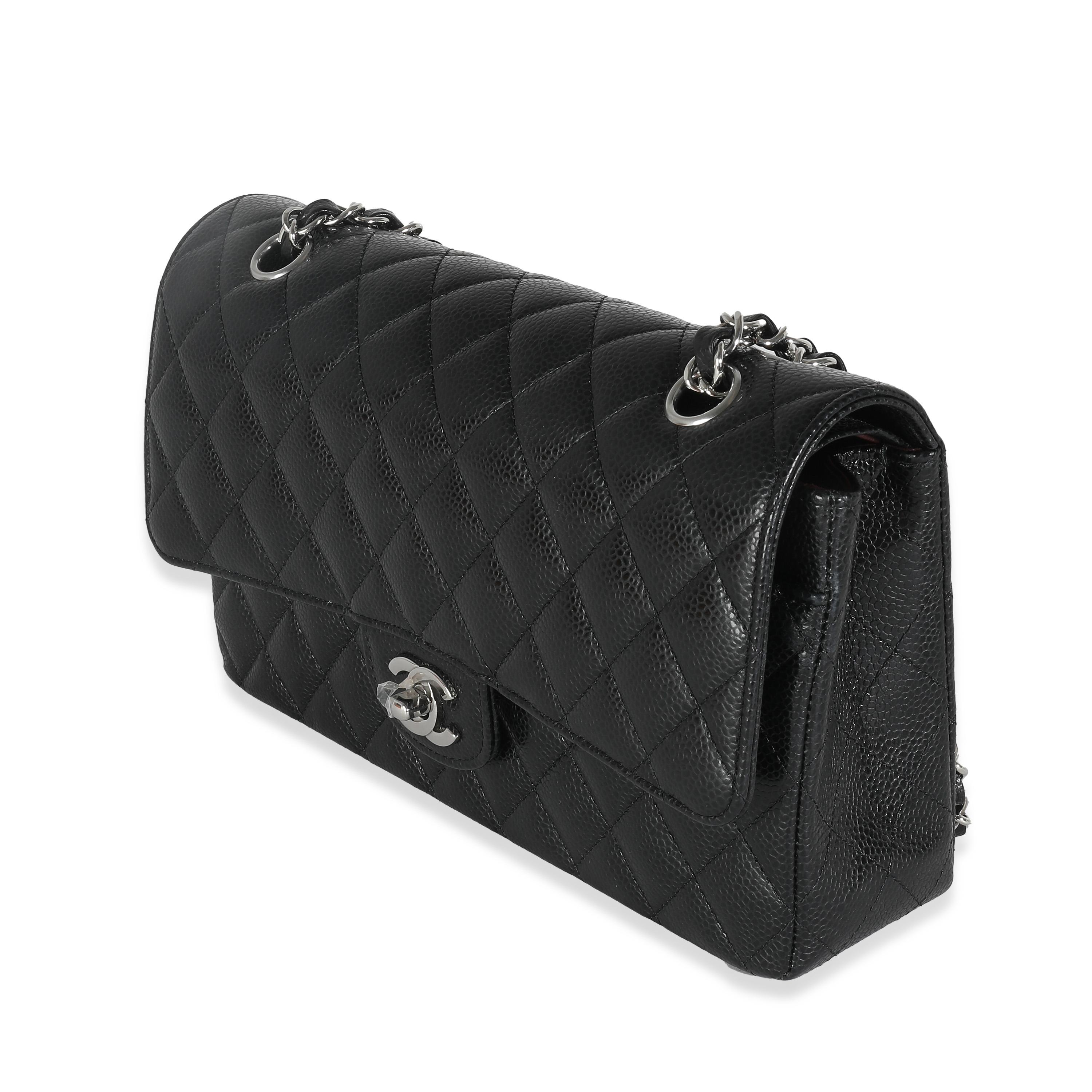 Women's or Men's Chanel Black Quilted Caviar Medium Classic Double Flap Handbag