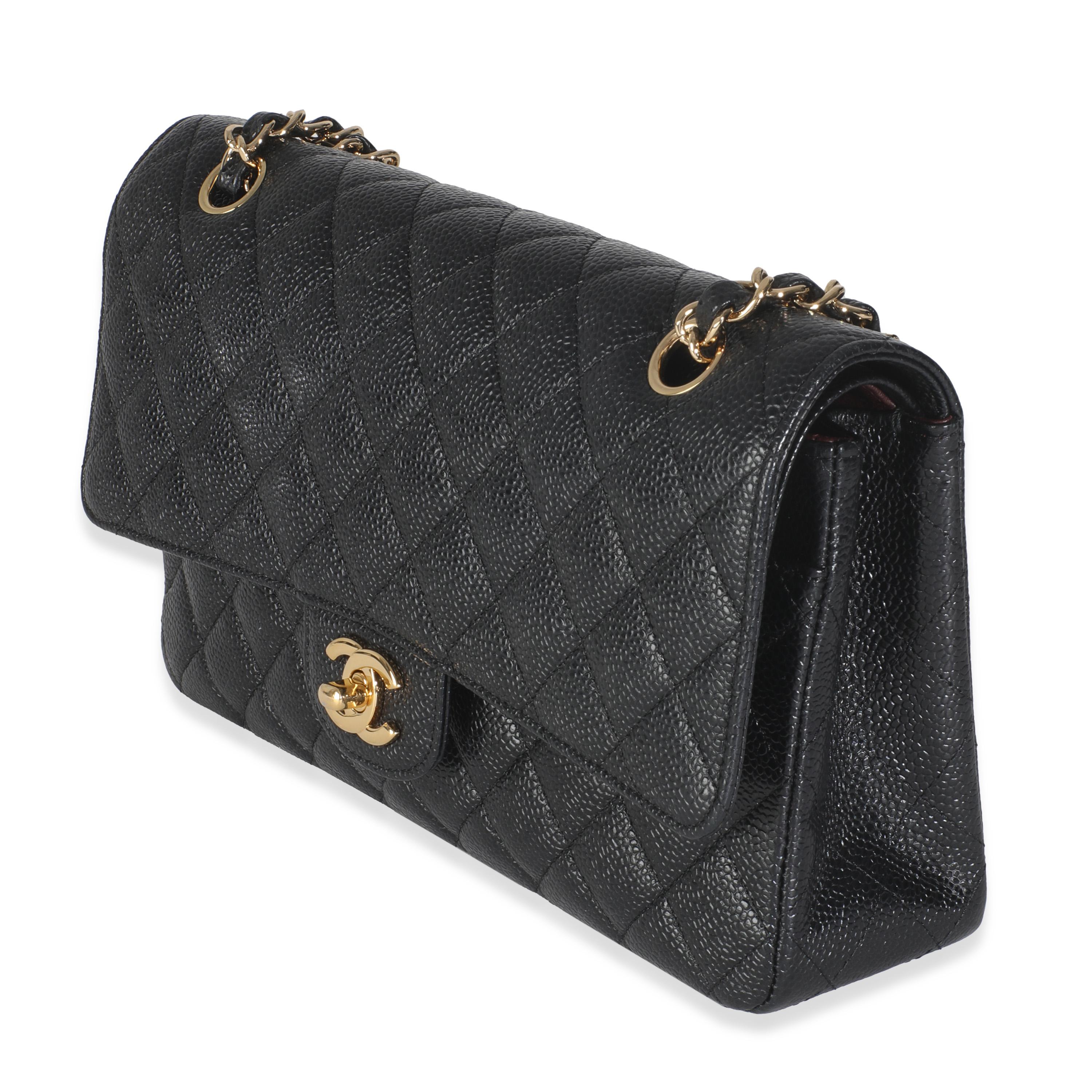 Femenino o masculino Chanel Negro Caviar Acolchado Bolso Clásico Mediano Doble Solapa en venta
