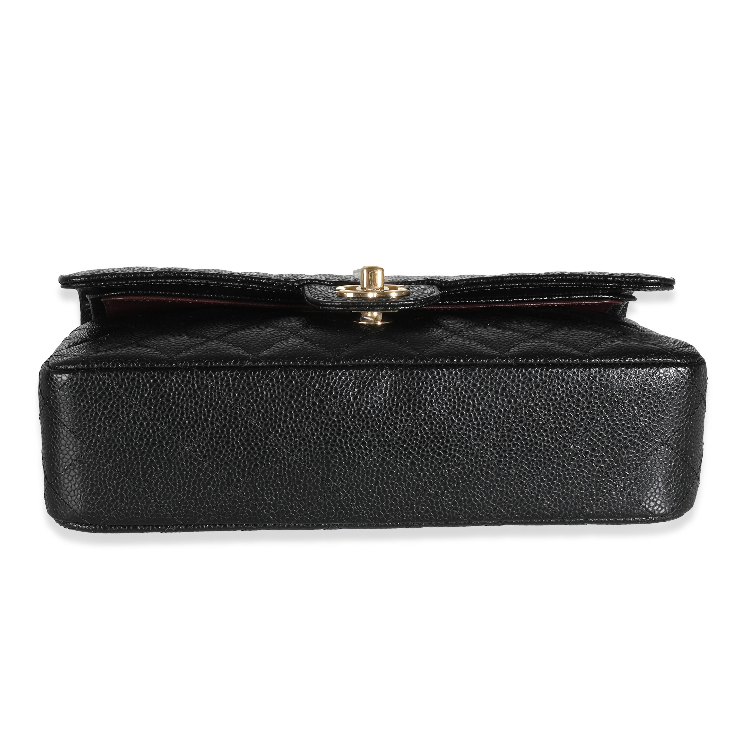 Chanel Negro Caviar Acolchado Bolso Clásico Mediano Doble Solapa 1