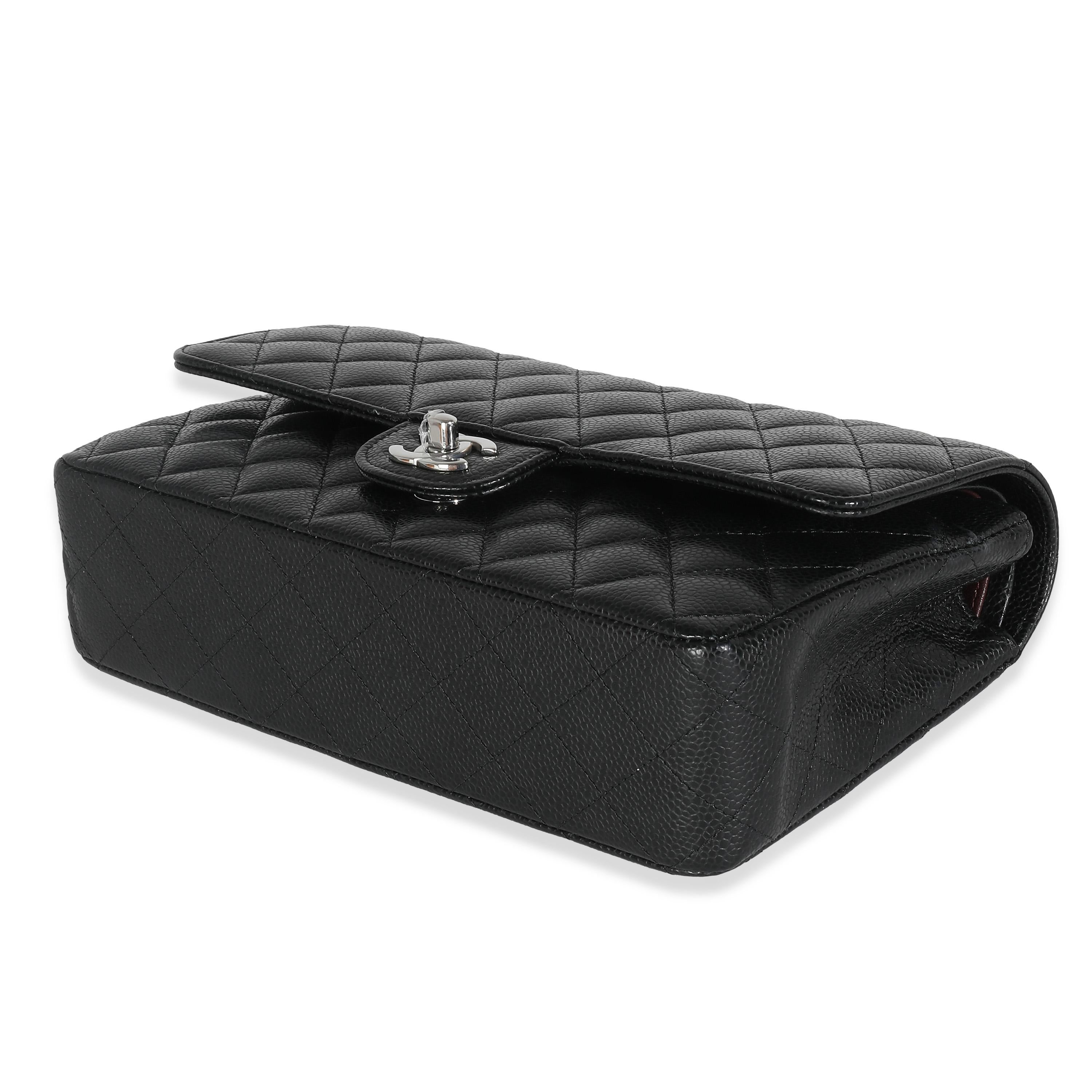 Chanel Black Quilted Caviar Medium Classic Double Flap Handbag 1
