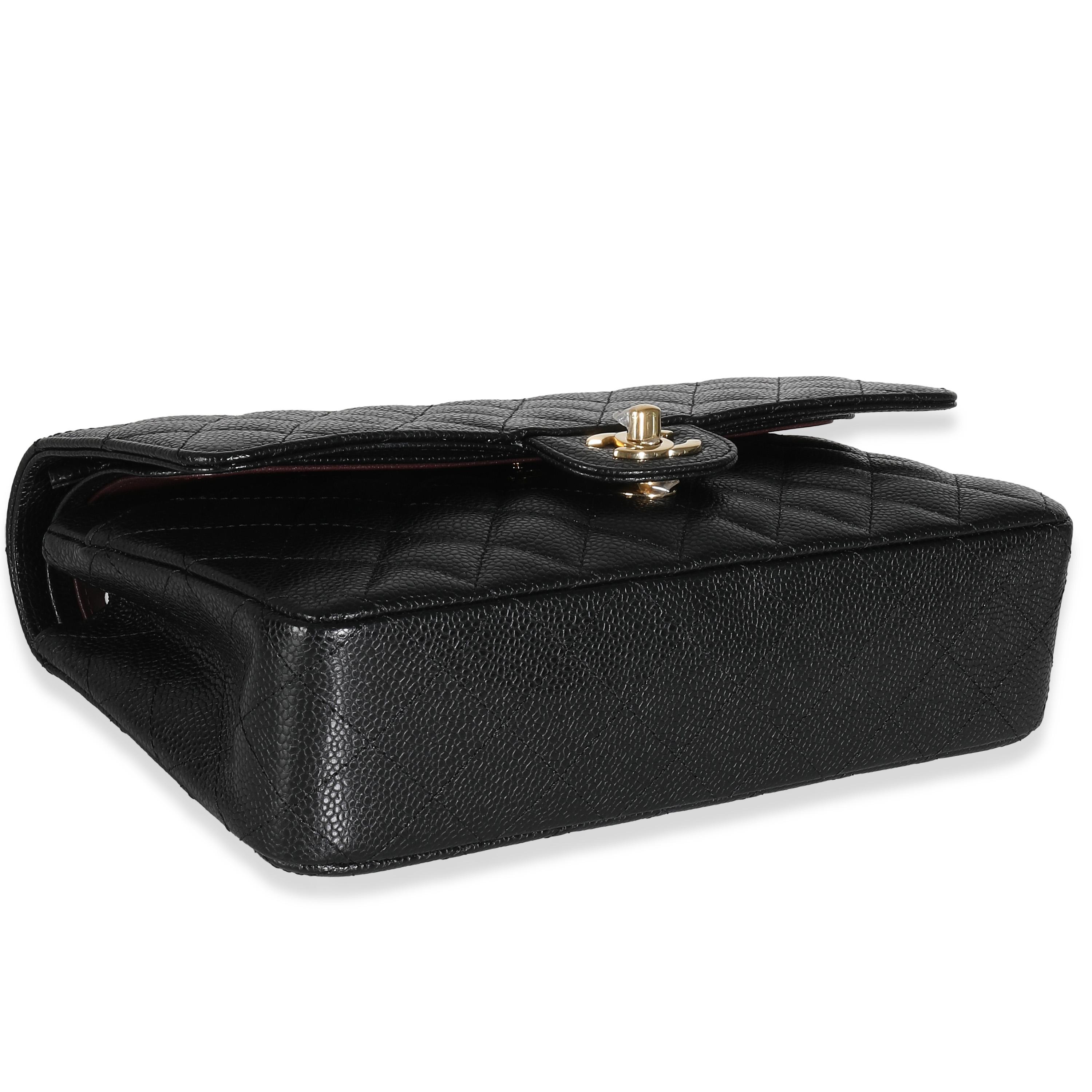 Chanel Negro Caviar Acolchado Bolso Clásico Mediano Doble Solapa 2