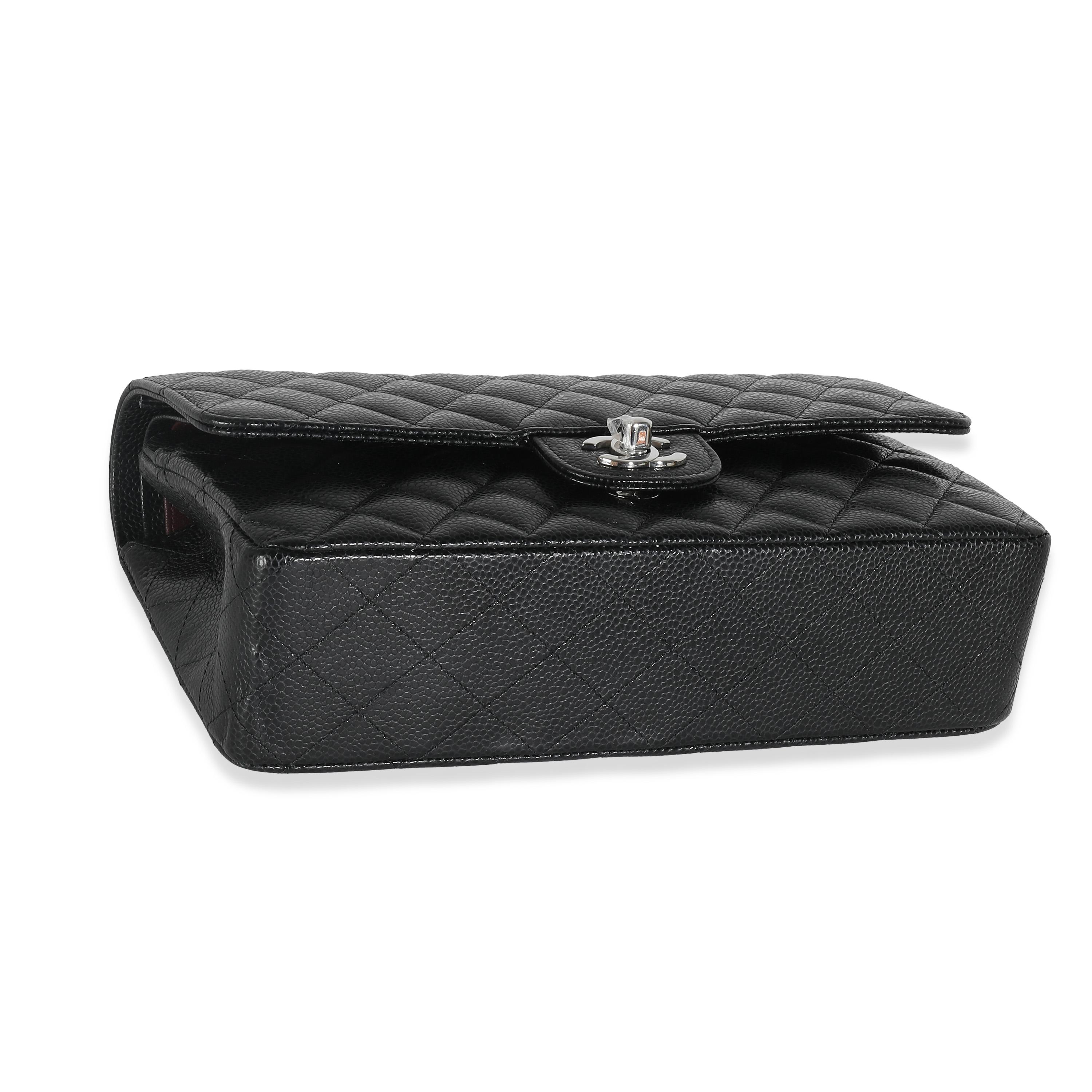 Chanel Black Quilted Caviar Medium Classic Double Flap Handbag 2