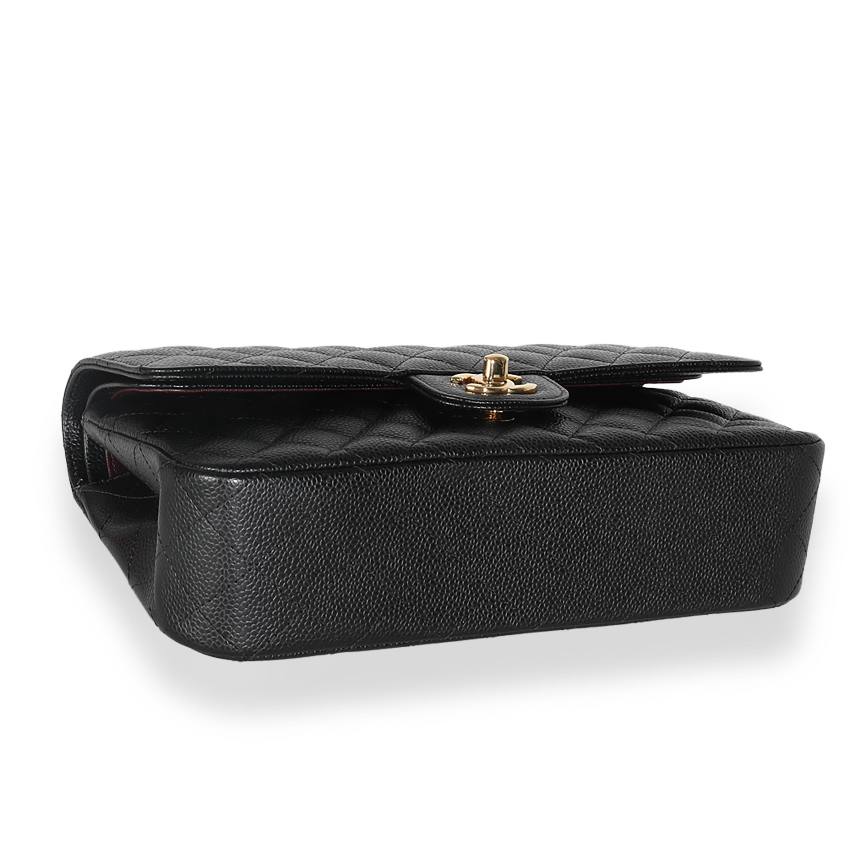 Chanel Black Quilted Caviar Medium Classic Double Flap Handbag en vente 1