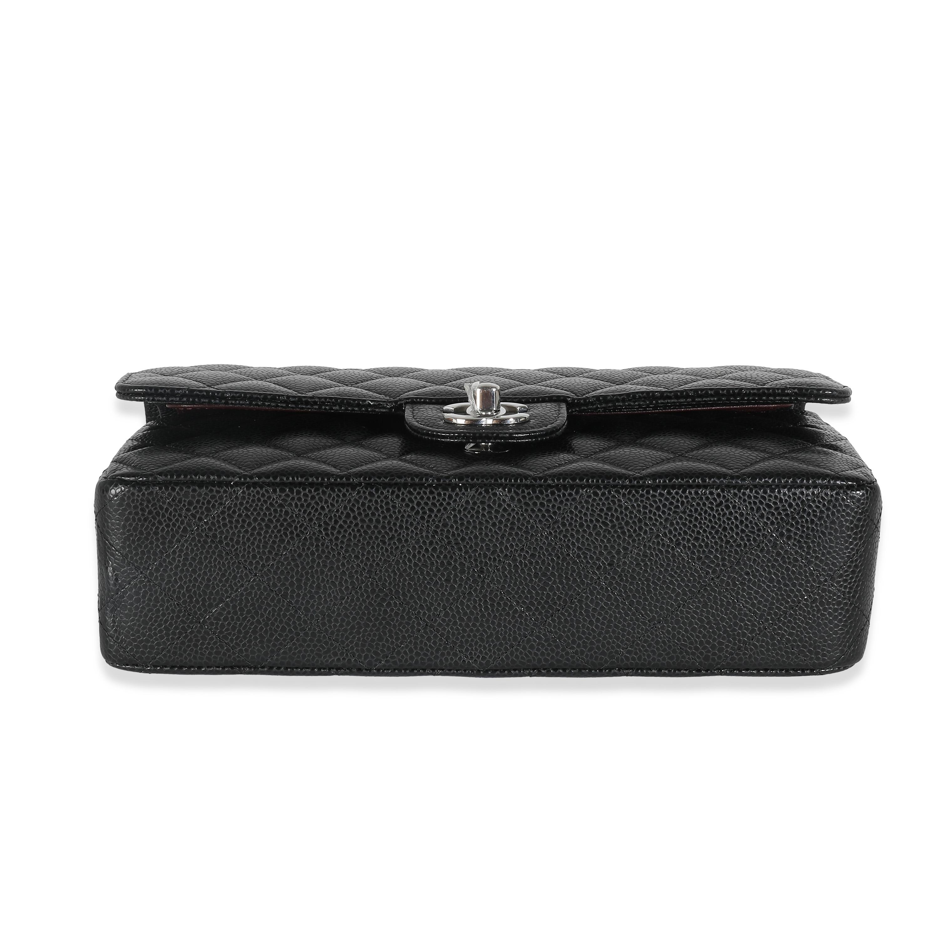 Chanel Black Quilted Caviar Medium Classic Double Flap Handbag 3