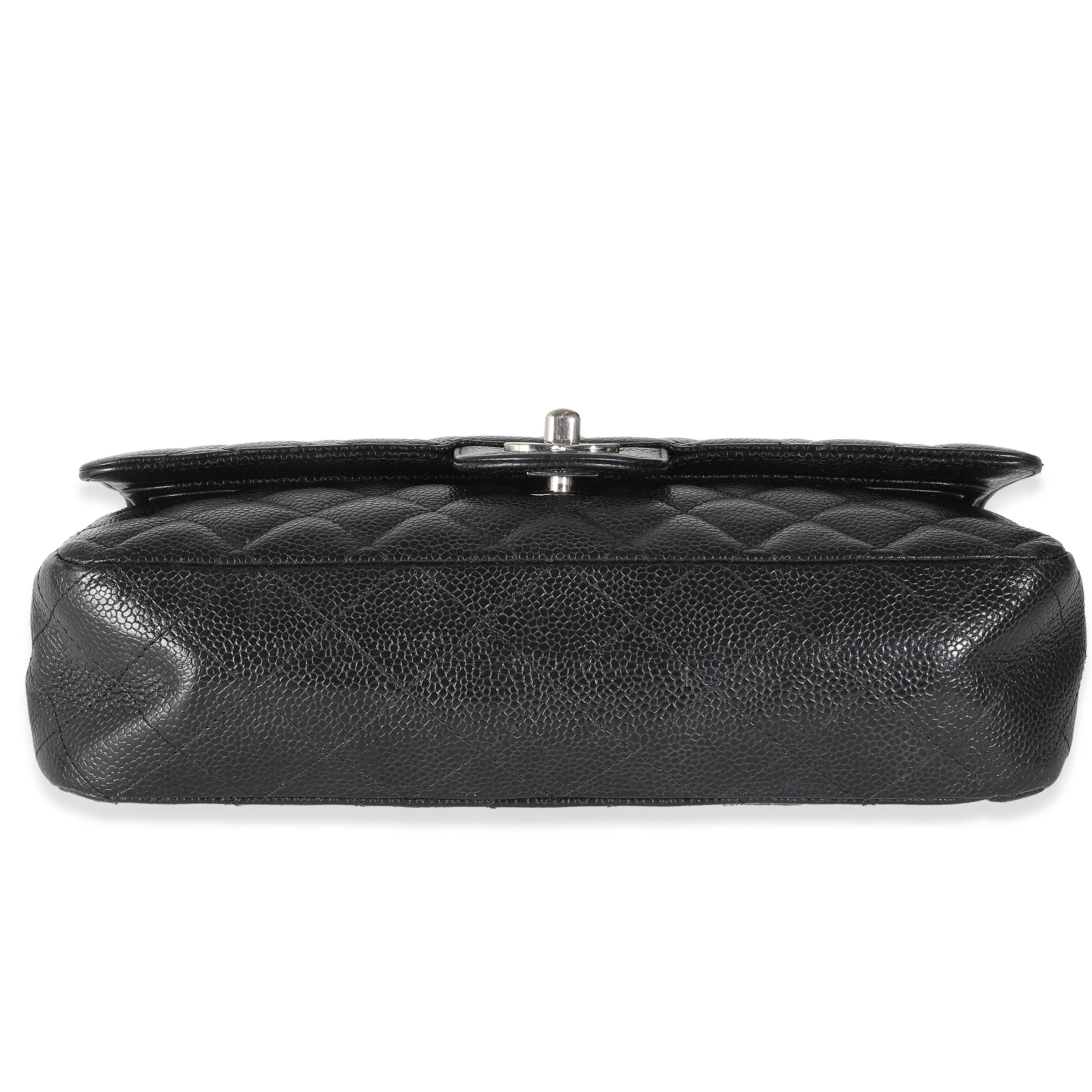 Chanel Black Quilted Caviar Medium Classic Double Flap Handbag For Sale 3