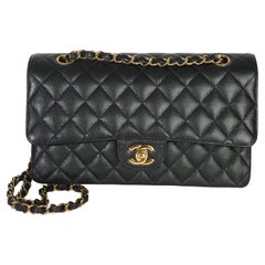 Chanel Black Quilted Caviar Medium Classic Double Flap Handbag