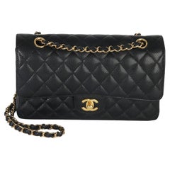 Chanel Black Quilted Caviar Medium Classic Double Flap Handbag