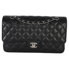 Chanel Black Quilted Caviar Medium Classic Double Flap Handbag