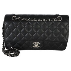 Chanel Black Quilted Caviar Medium Classic Double Flap Handbag