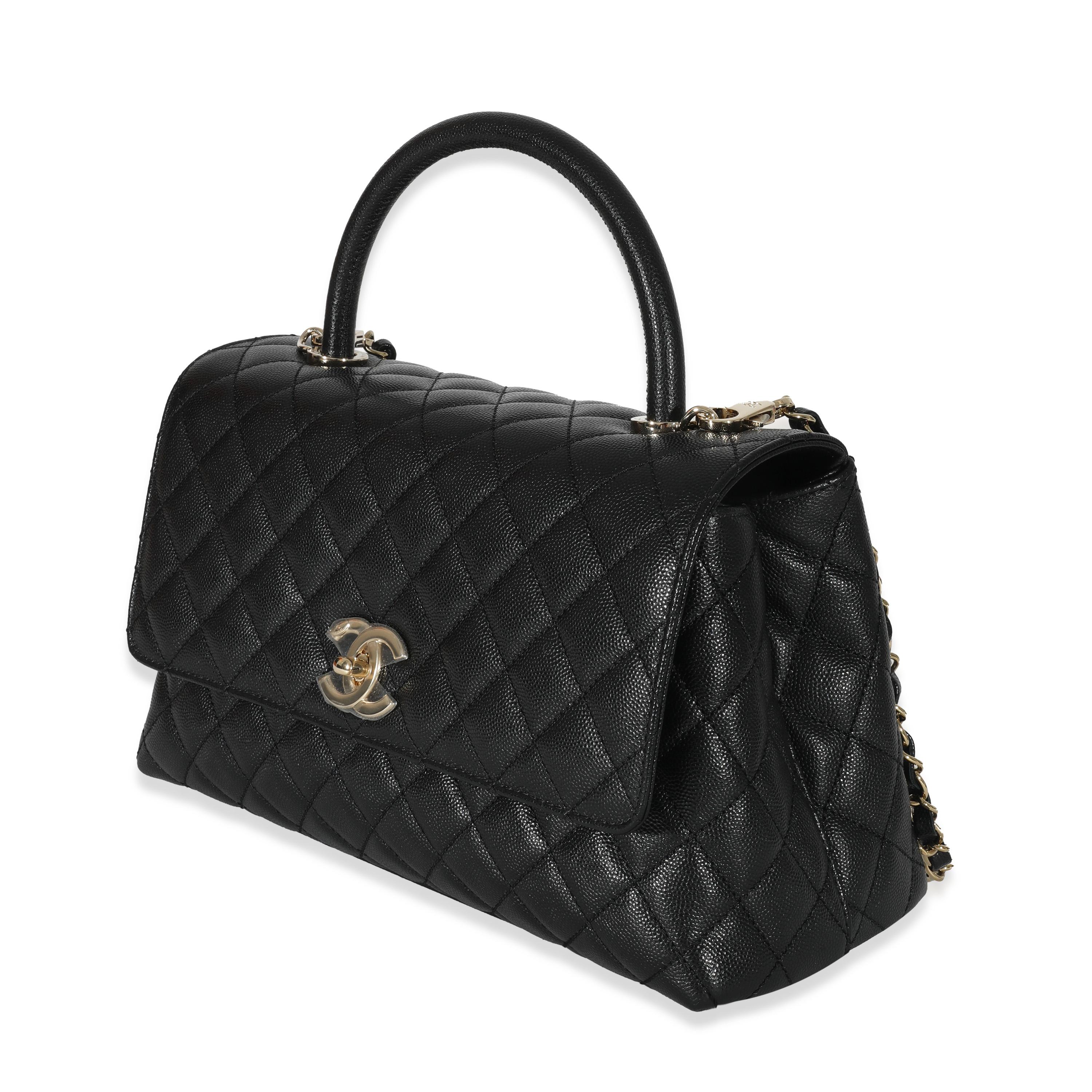 Women's or Men's Chanel Black Quilted Caviar Medium Coco Top Handle Flap Bag
