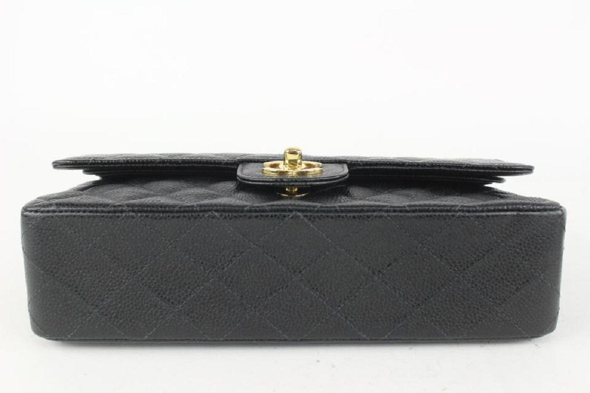 Chanel Black Quilted Caviar Medium Double Classic Flap Gold Chain Bag 1014c25 1