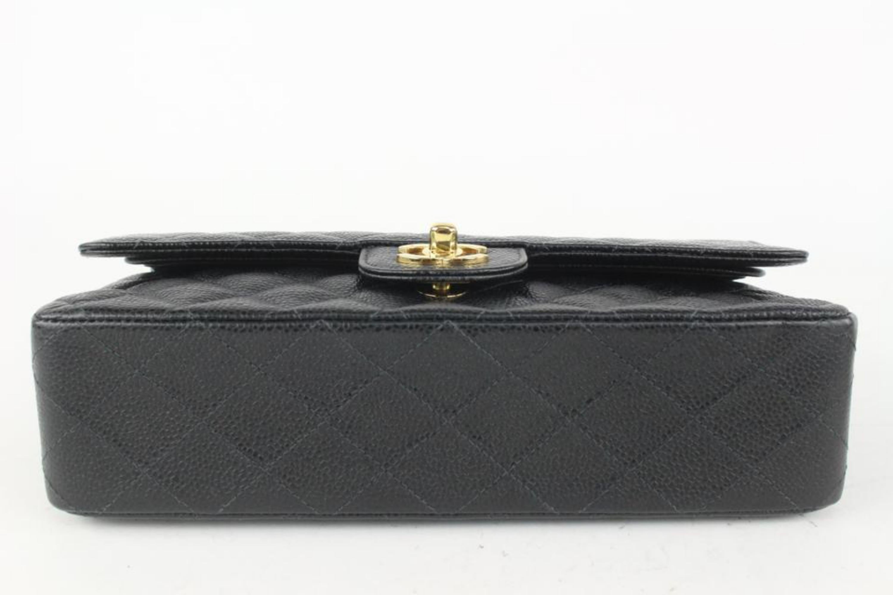 Chanel Black Quilted Caviar Medium Double Classic Flap Gold Chain Bag 1014c25 2