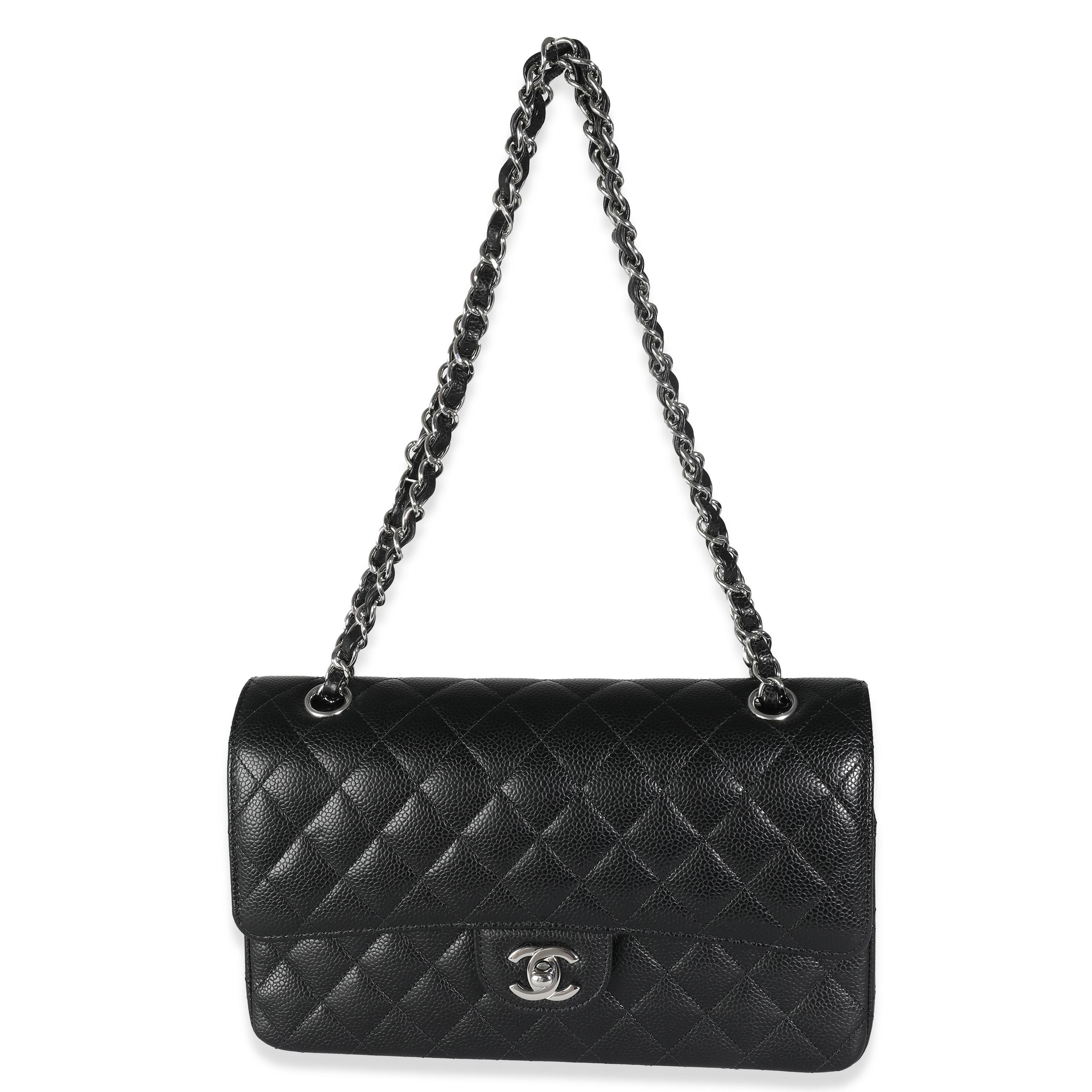 Chanel Black Quilted Caviar Medium Double Classic Flap Handbag 2