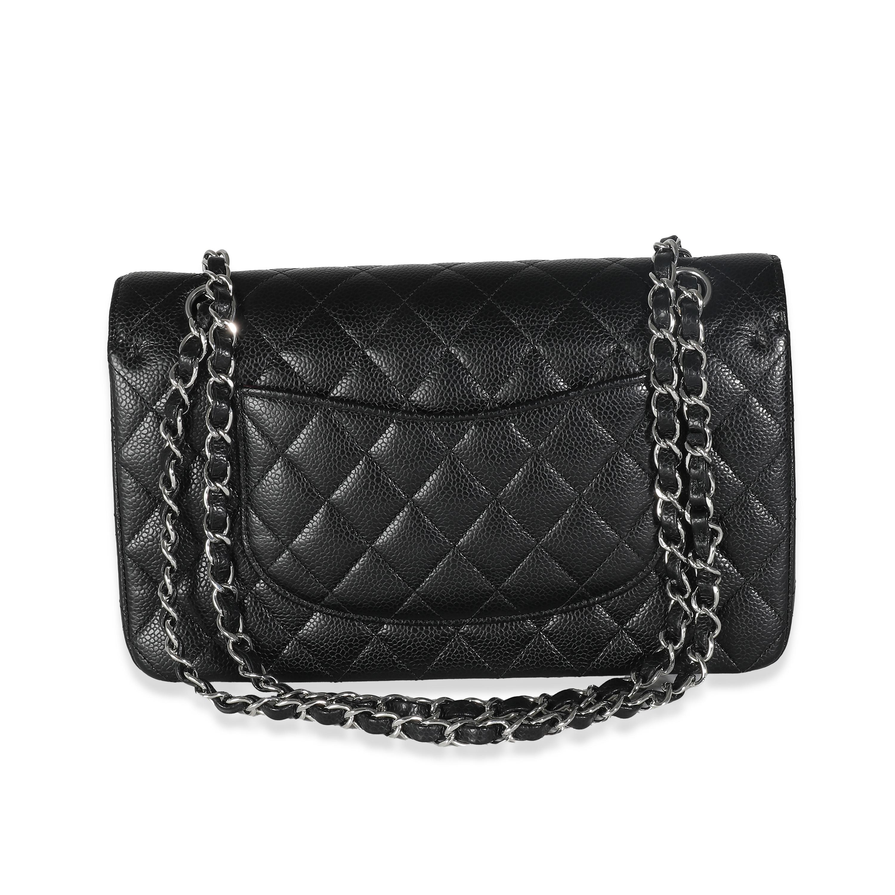 Chanel Black Quilted Caviar Medium Double Classic Flap Handbag 4
