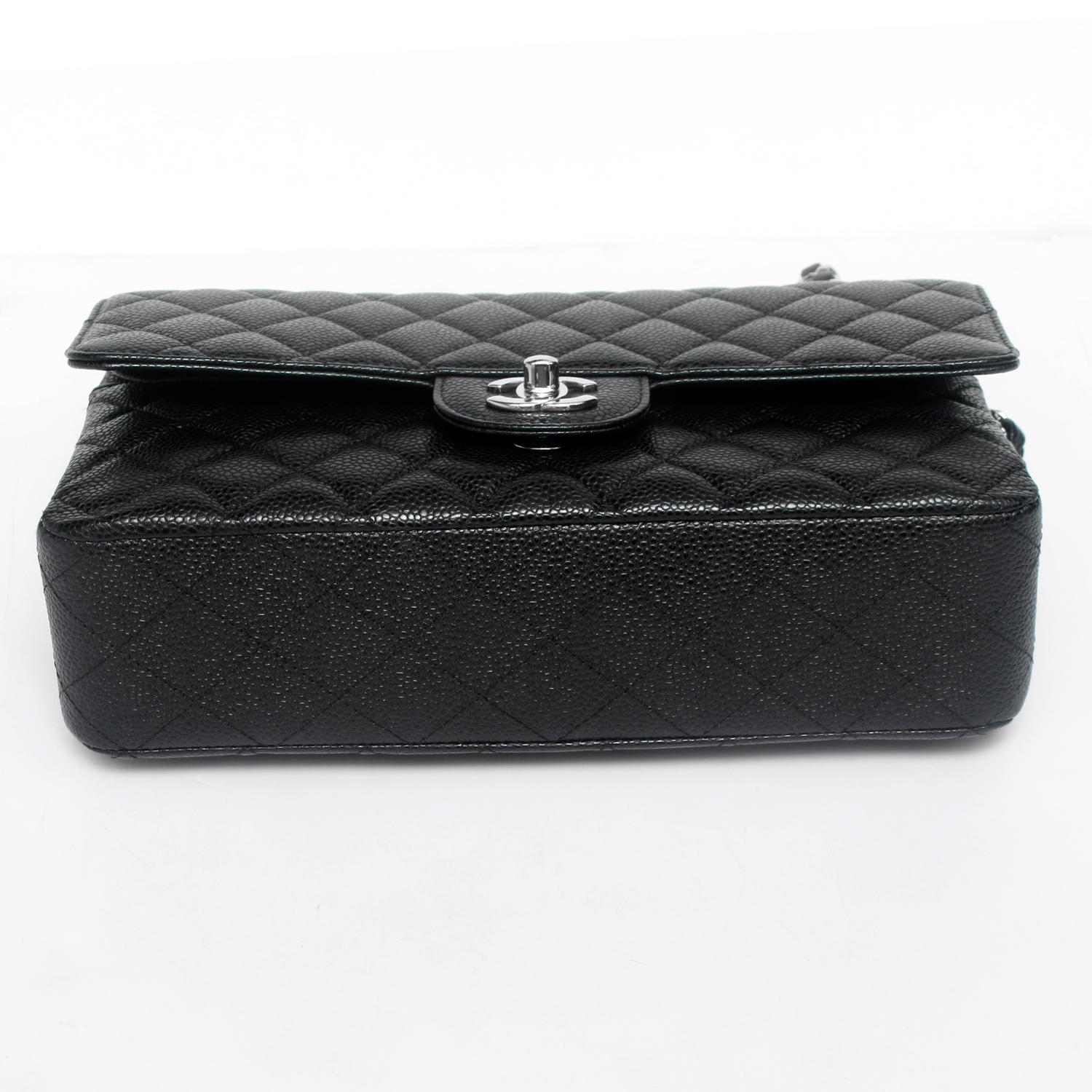 Chanel Black Quilted Caviar Medium Double Flap Bag 2