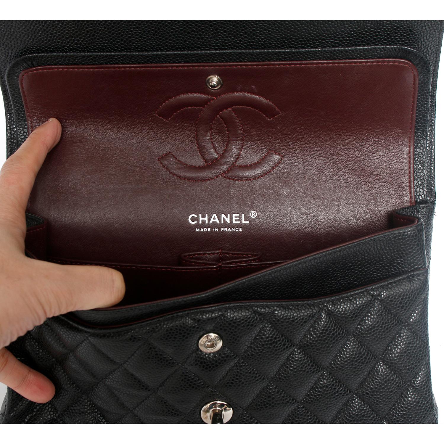 Chanel Black Quilted Caviar Medium Double Flap Bag 3