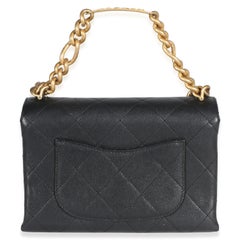 Chanel Black Quilted Caviar Mini Bracelet On Chain Flap Bag