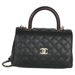 Chanel Black Quilted Caviar Mini Coco Top Handle Handbag