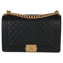 Chanel Black Quilted Caviar New Medium Boy Bag