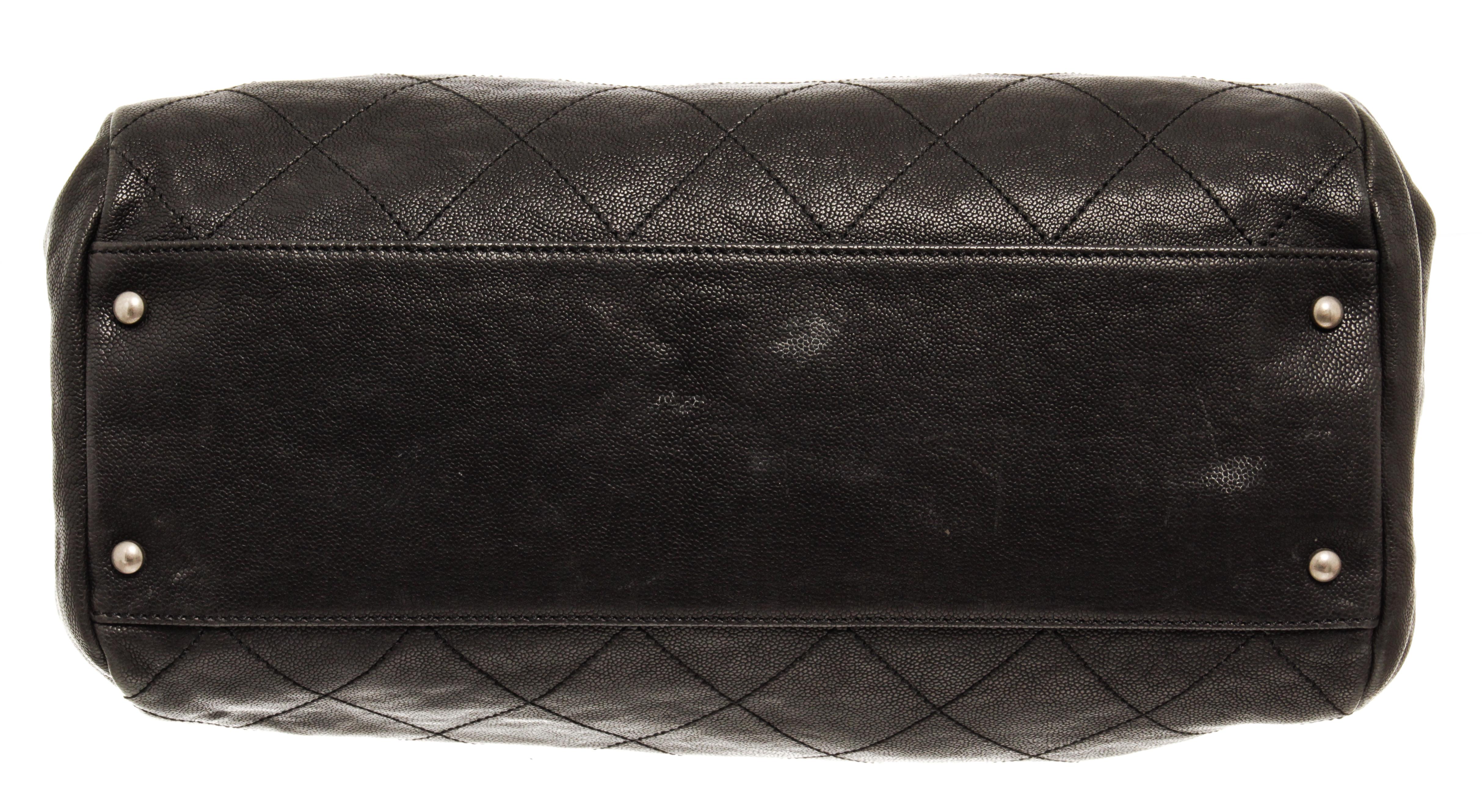 Chanel Black Quilted Caviar Outdoor Ligne Small Doctor Bag In Good Condition In Irvine, CA