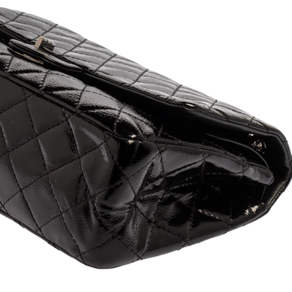 Chanel Black Quilted Caviar Patent Leather Reissue 2.55 Classic 226 Flap Bag 9
