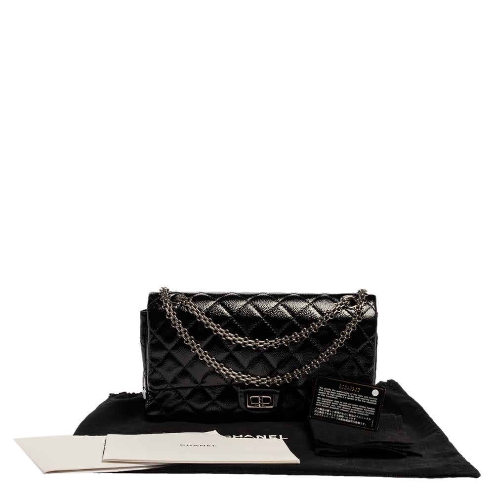Chanel Black Quilted Caviar Patent Leather Reissue 2.55 Classic 226 Flap Bag 11
