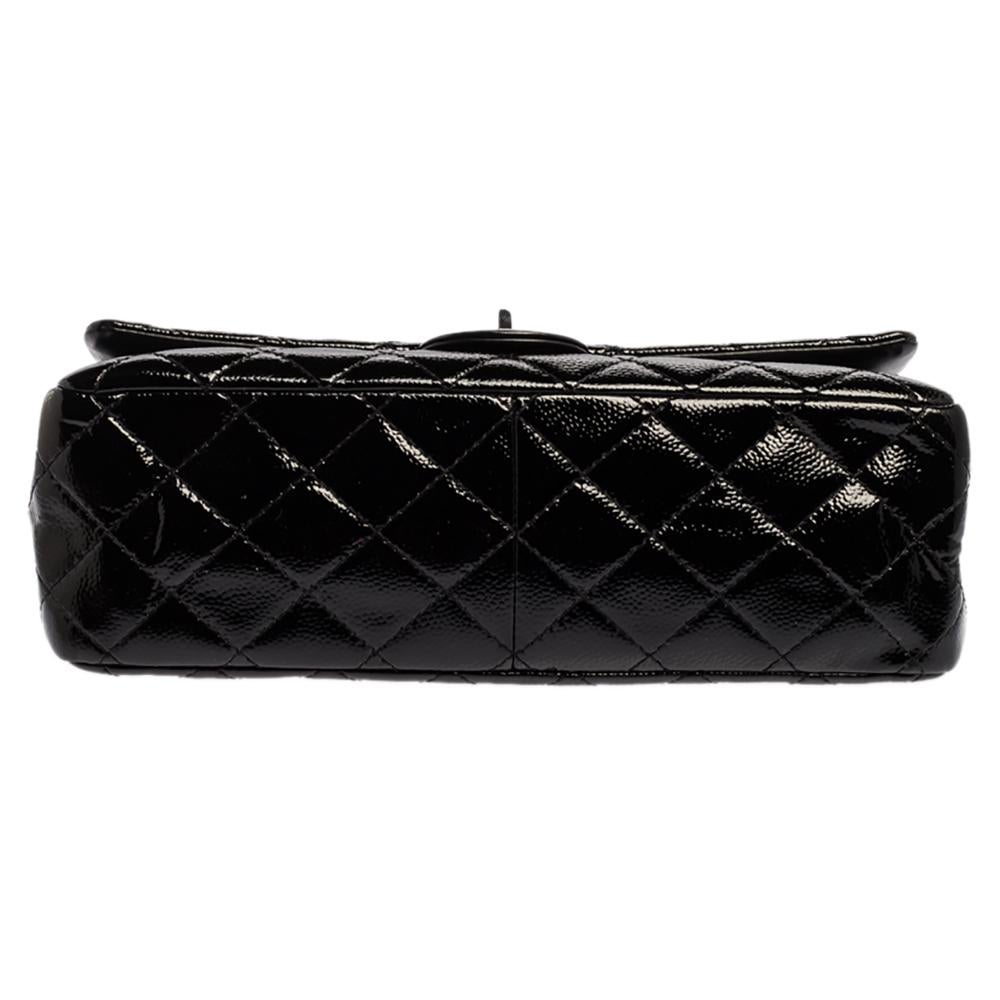 Women's Chanel Black Quilted Caviar Patent Leather Reissue 2.55 Classic 226 Flap Bag