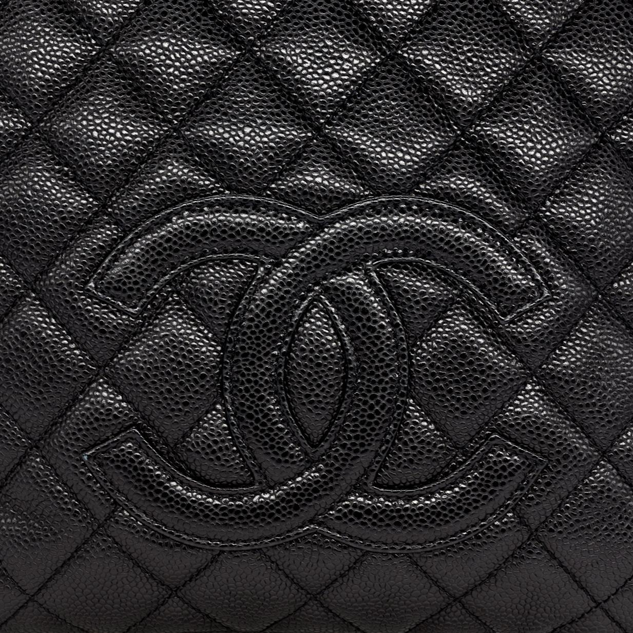 Chanel Black Quilted Caviar Petite Shopping Top Handle Tote Bag, 2008. 2