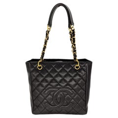 Chanel Black Quilted Caviar Petite Shopping Top Handle Tote Bag, 2008.