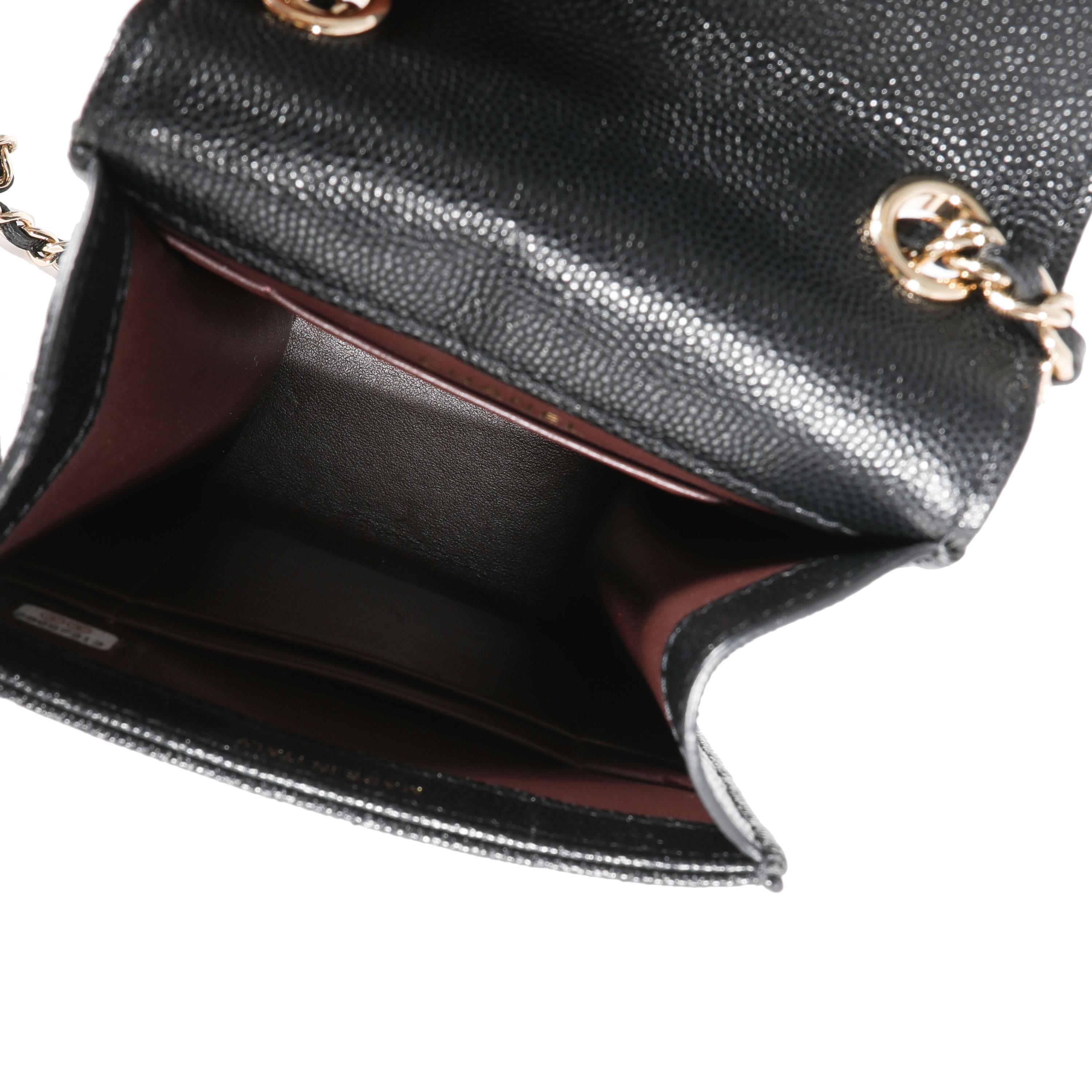 Chanel Black Quilted Caviar Phone Holder Crossbody In Good Condition In New York, NY
