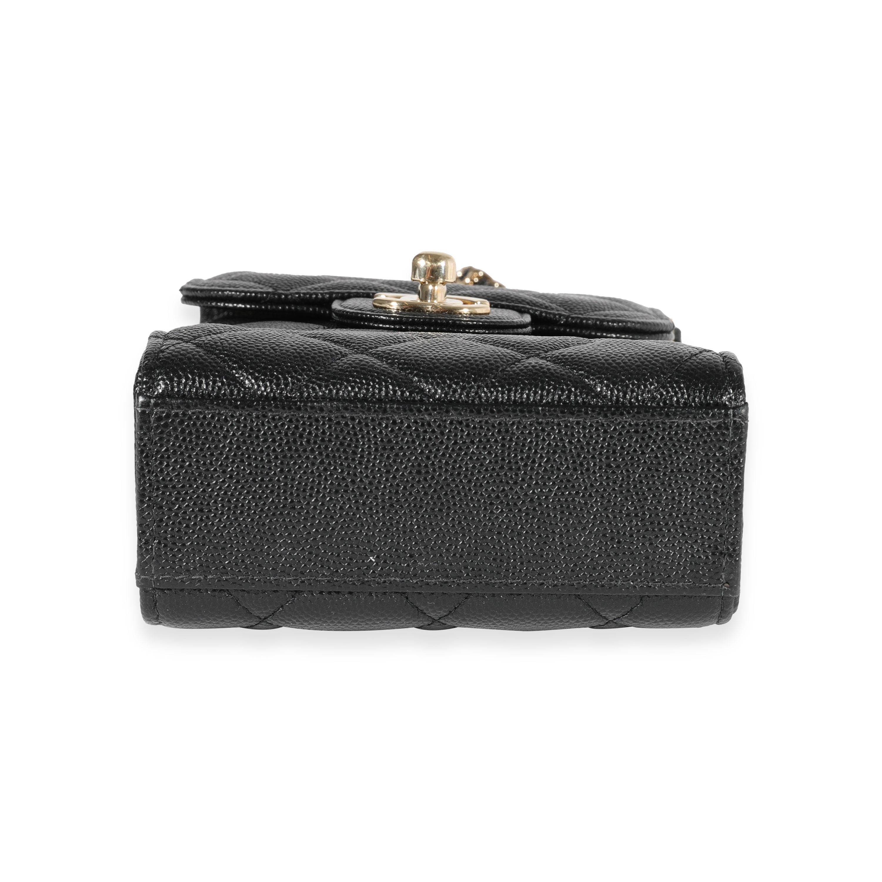 Chanel Black Quilted Caviar Phone Holder Crossbody 1