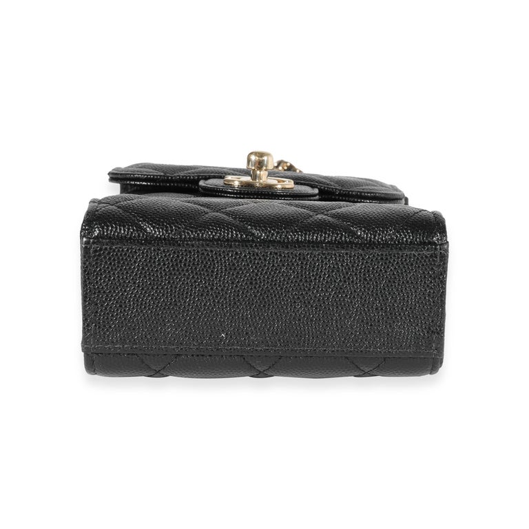 Chanel Black Quilted Caviar Phone Holder Crossbody at 1stDibs