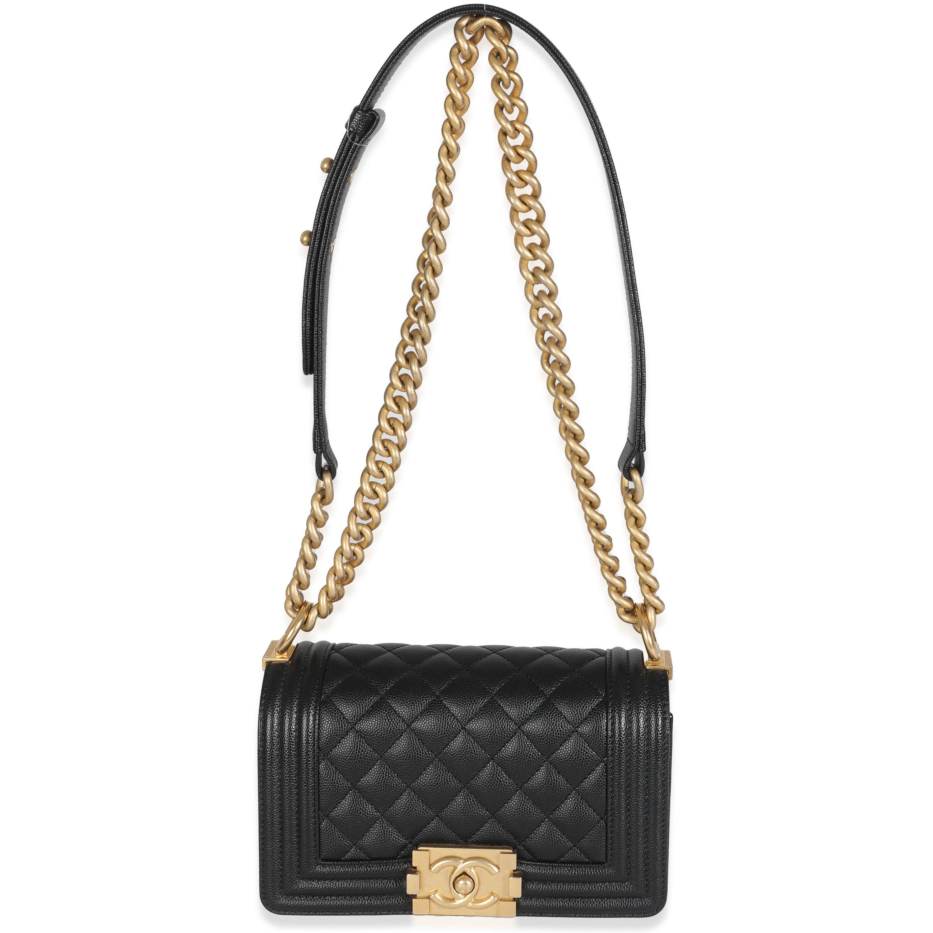 Borsa Chanel nera trapuntata Caviar Small Boy in vendita 1