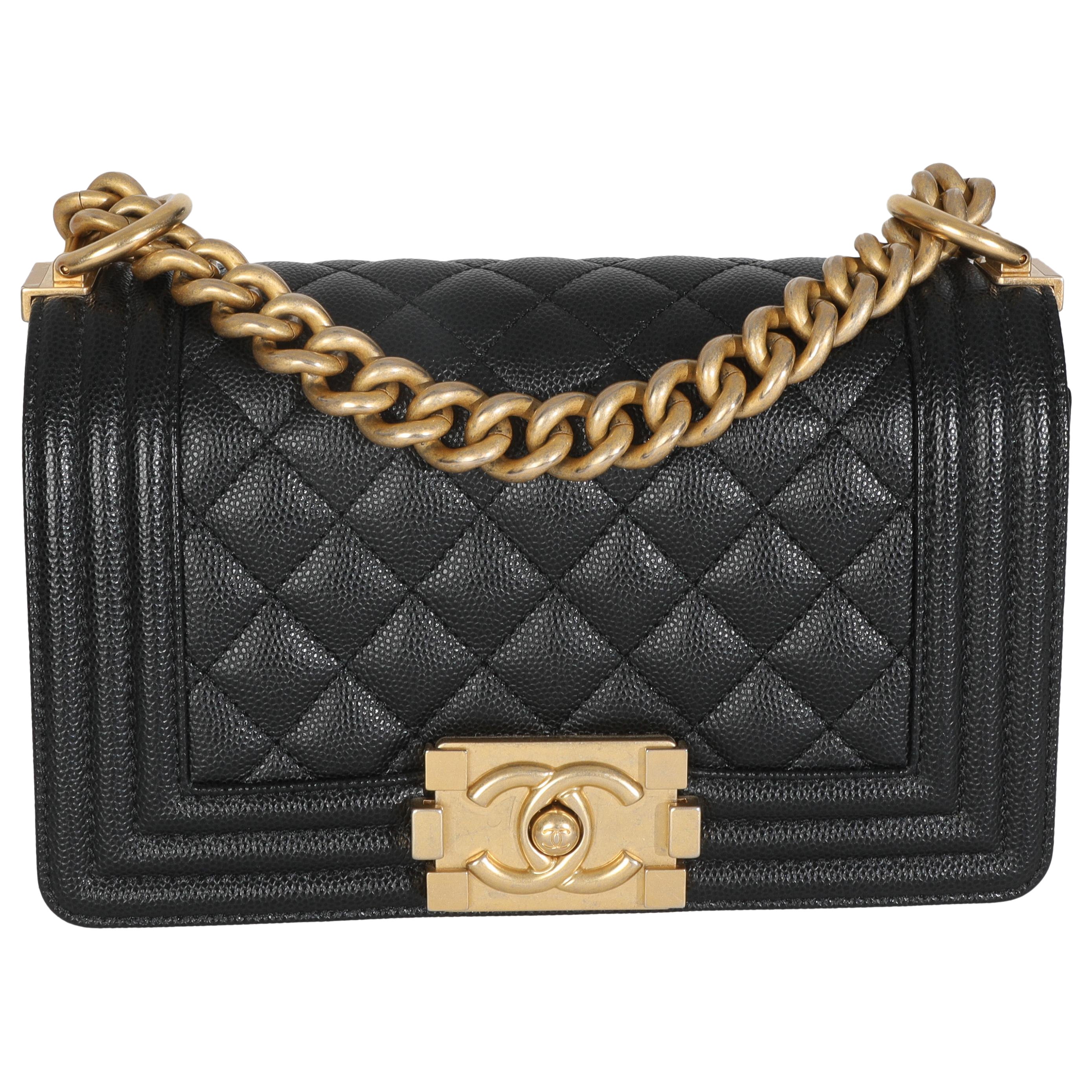 Borsa Chanel nera trapuntata Caviar Small Boy