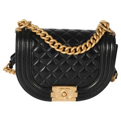 Chanel Black Quilted Caviar Small Boy Messenger Bag