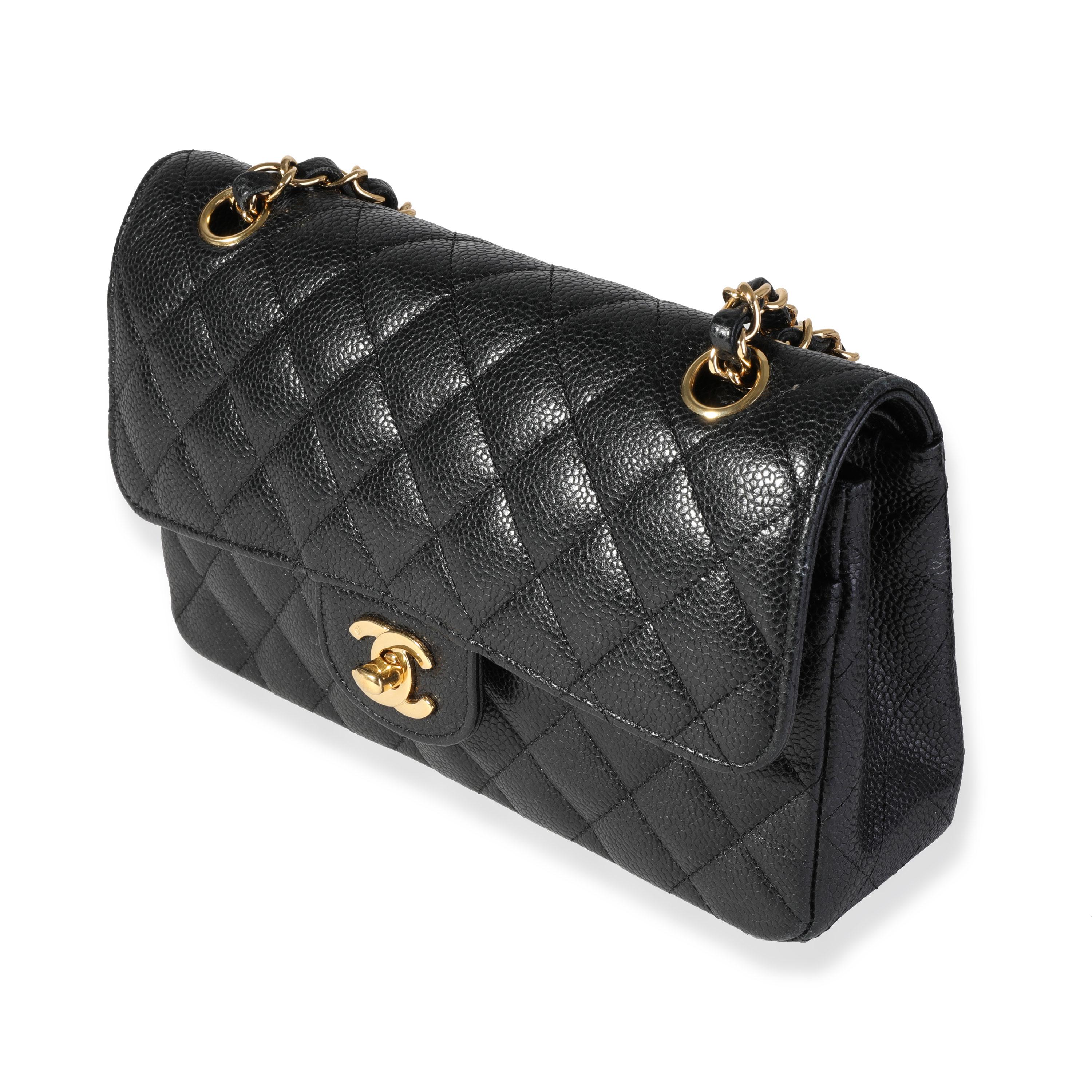 Women's or Men's Chanel Black Quilted Caviar Small Classic Double Flap Bag