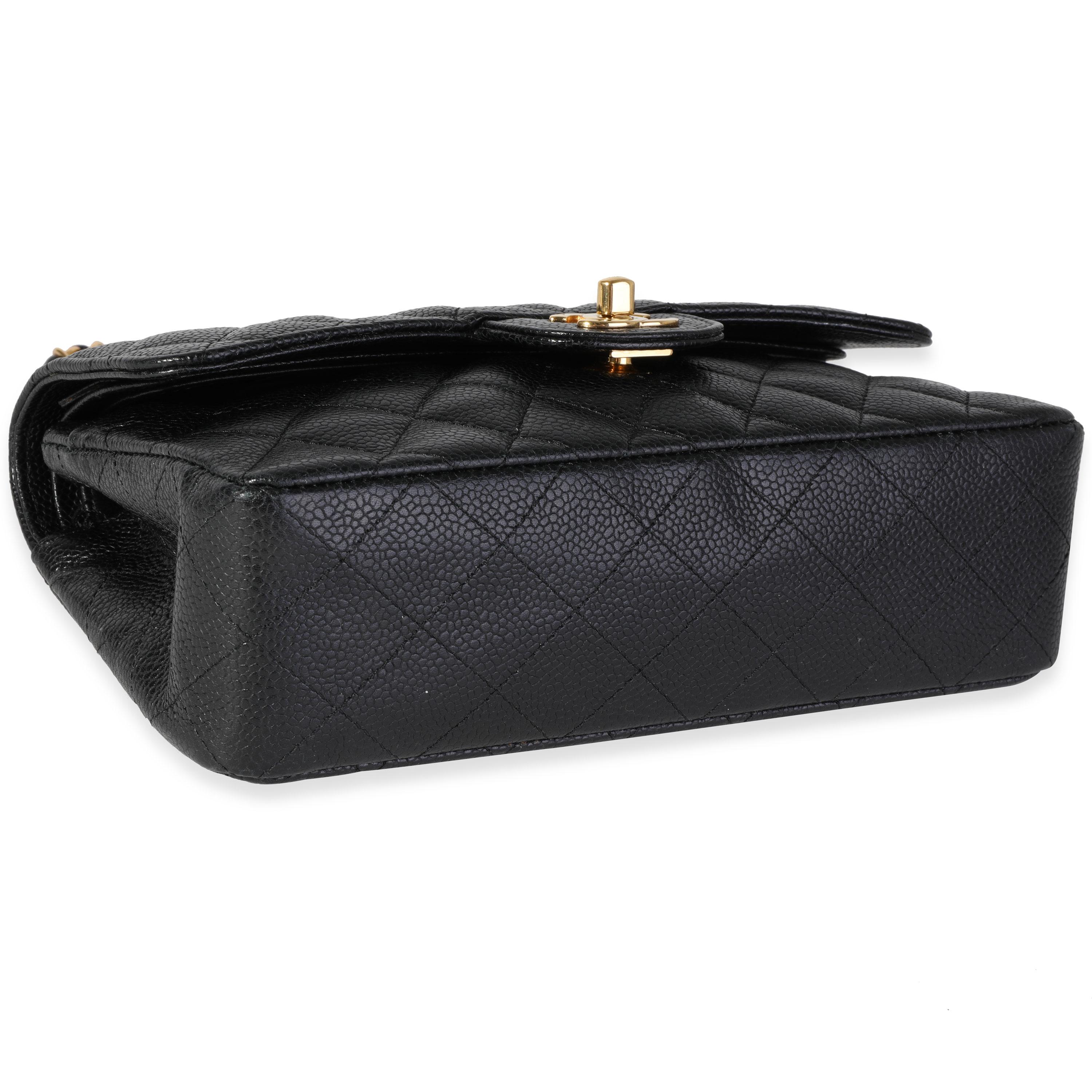 Chanel Black Quilted Caviar Small Classic Double Flap Bag 1