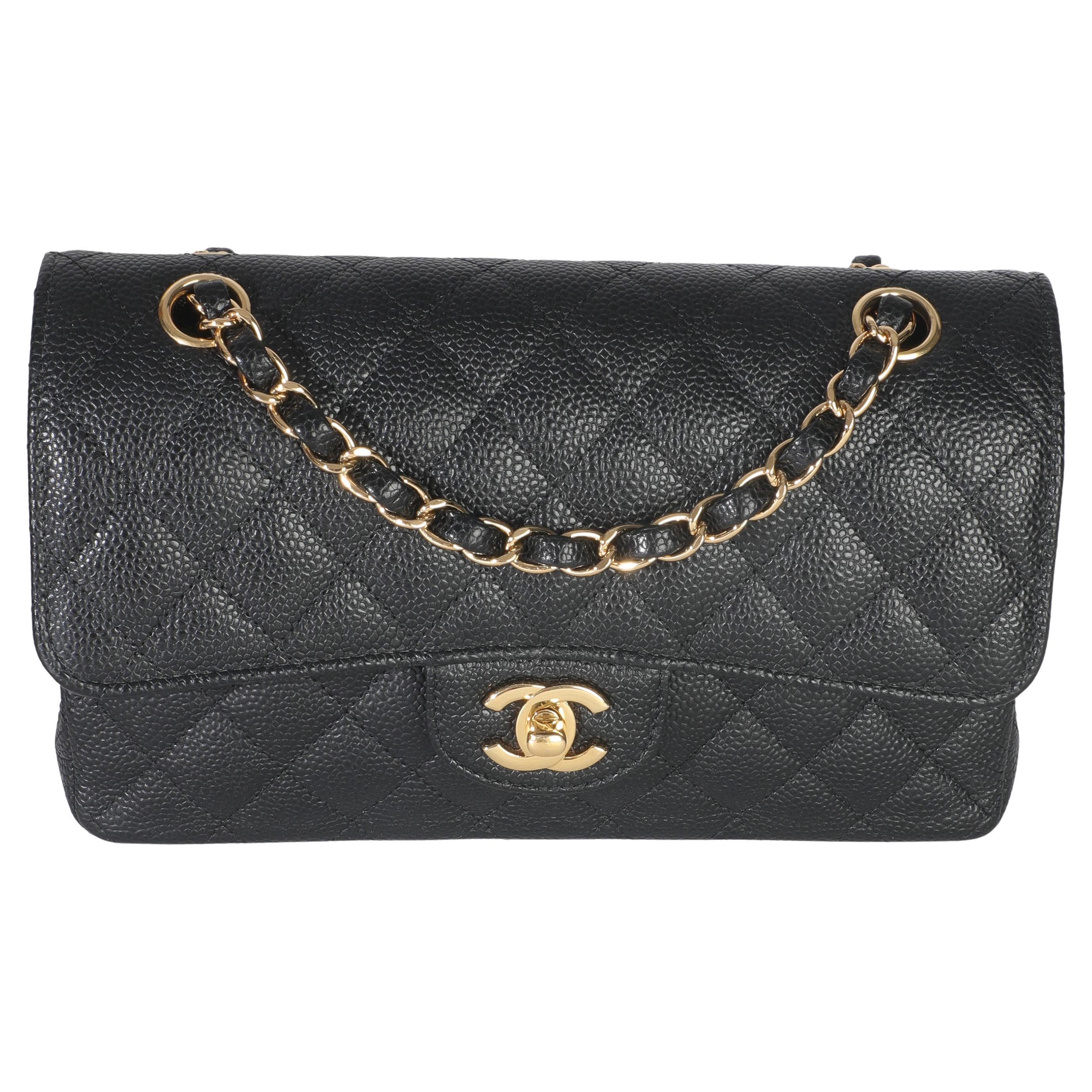 Chanel Black Caviar Quilted Leather Pearl Crush iPhone 15 Pro Case