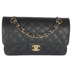 Chanel Black Quilted Caviar Small Classic Double Flap Bag
