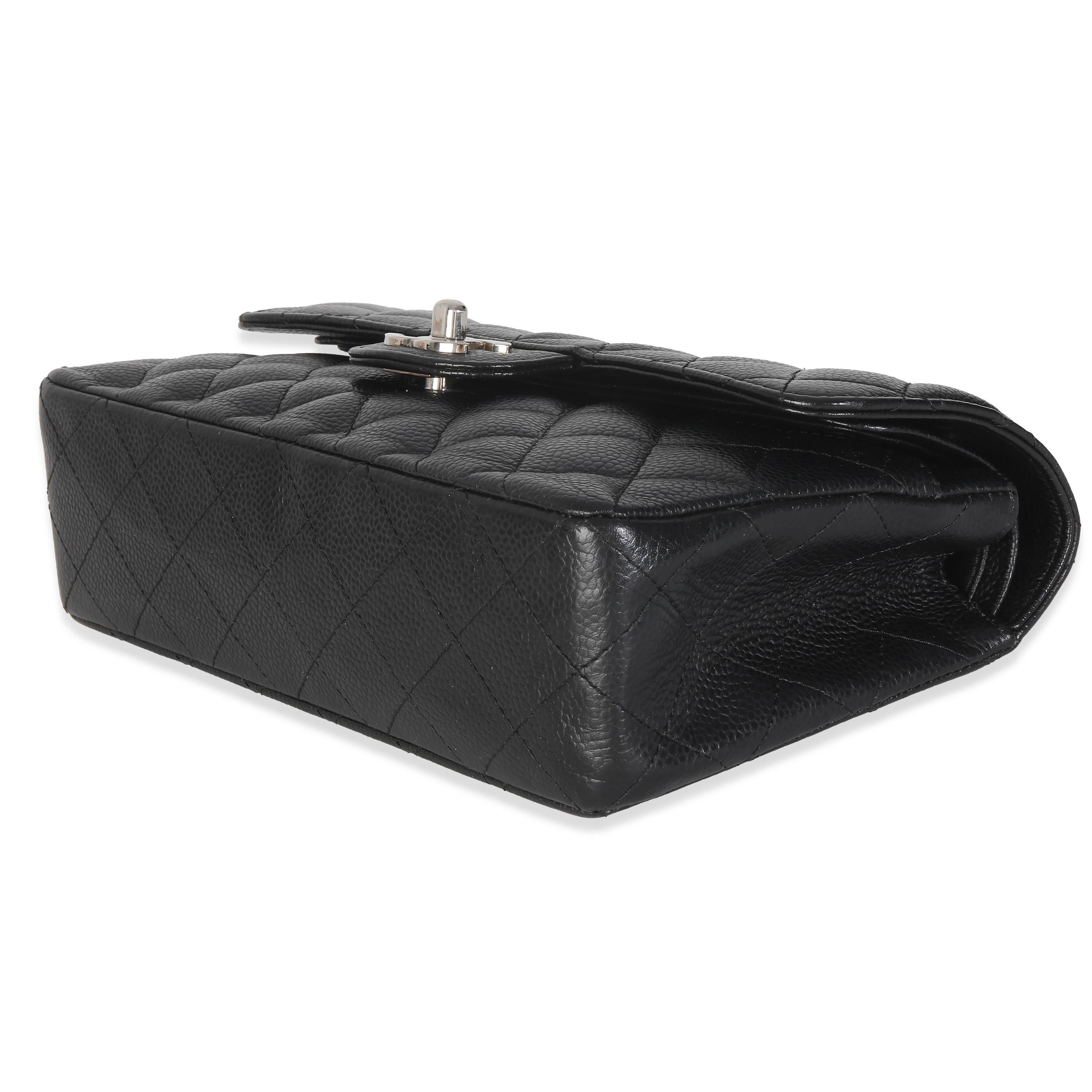Chanel Black Quilted Caviar Small Classic Double Flap HandBag For Sale 1