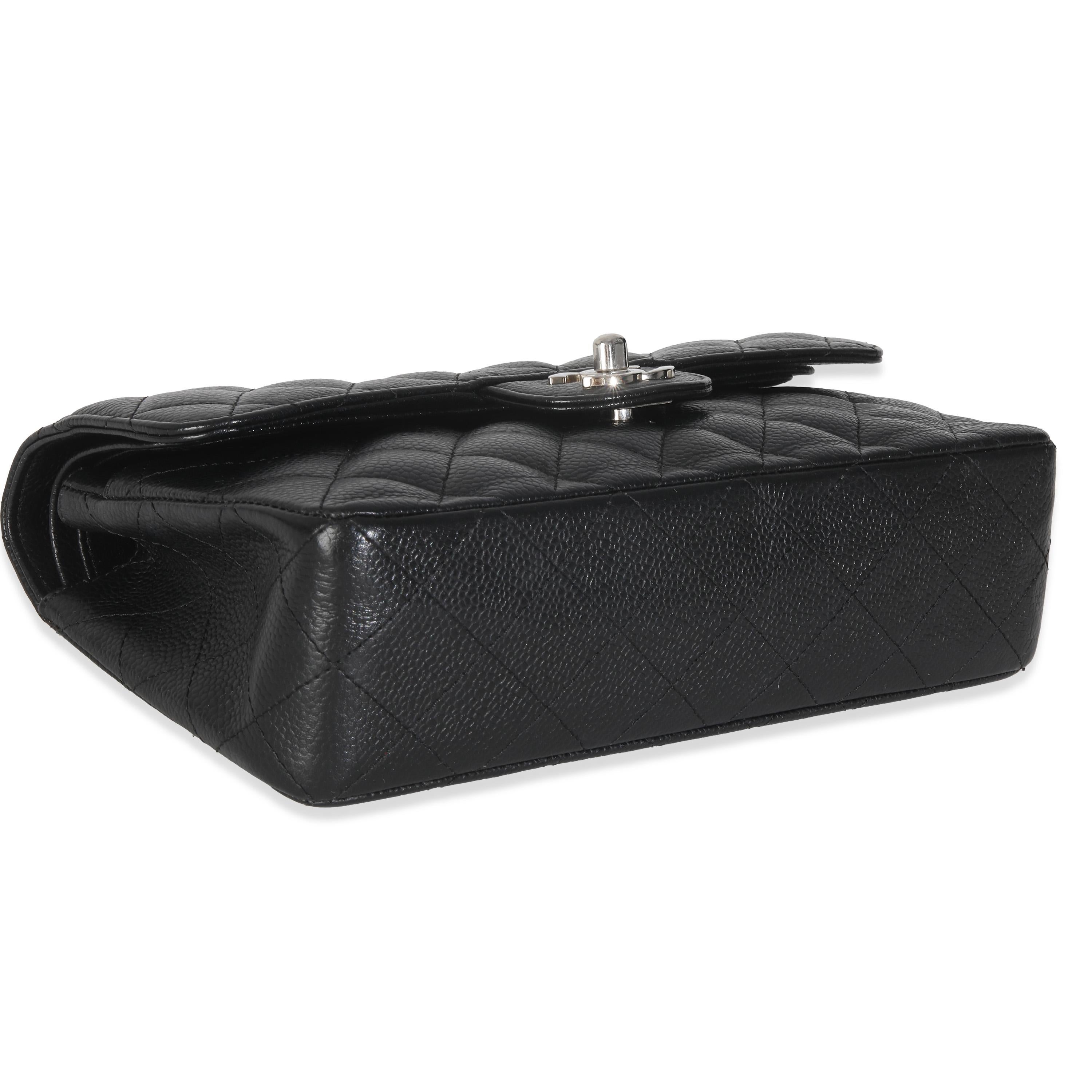Chanel Black Quilted Caviar Small Classic Double Flap HandBag For Sale 3
