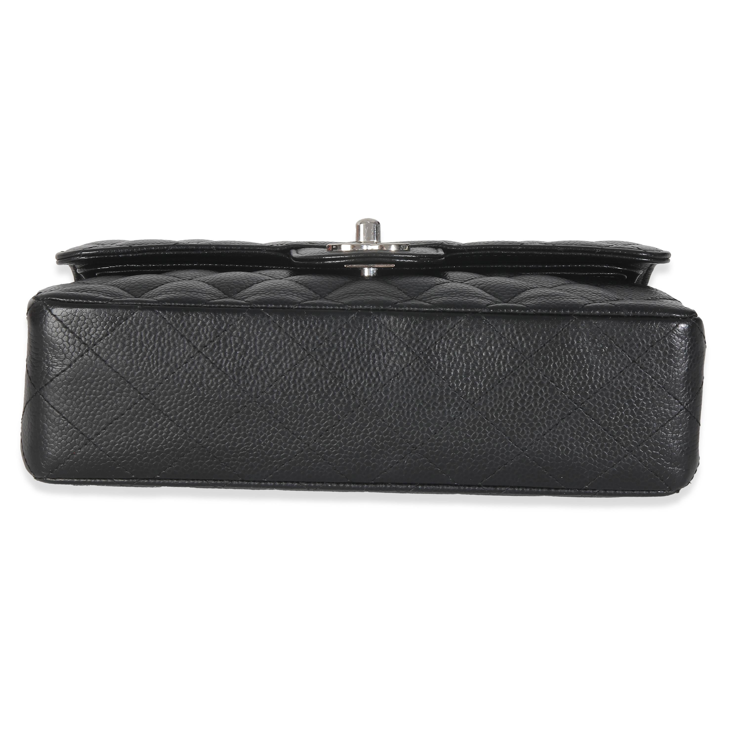 Chanel Black Quilted Caviar Small Classic Double Flap HandBag For Sale 4