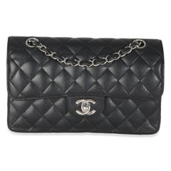Chanel Black Quilted Caviar Small Classic Double Flap HandBag